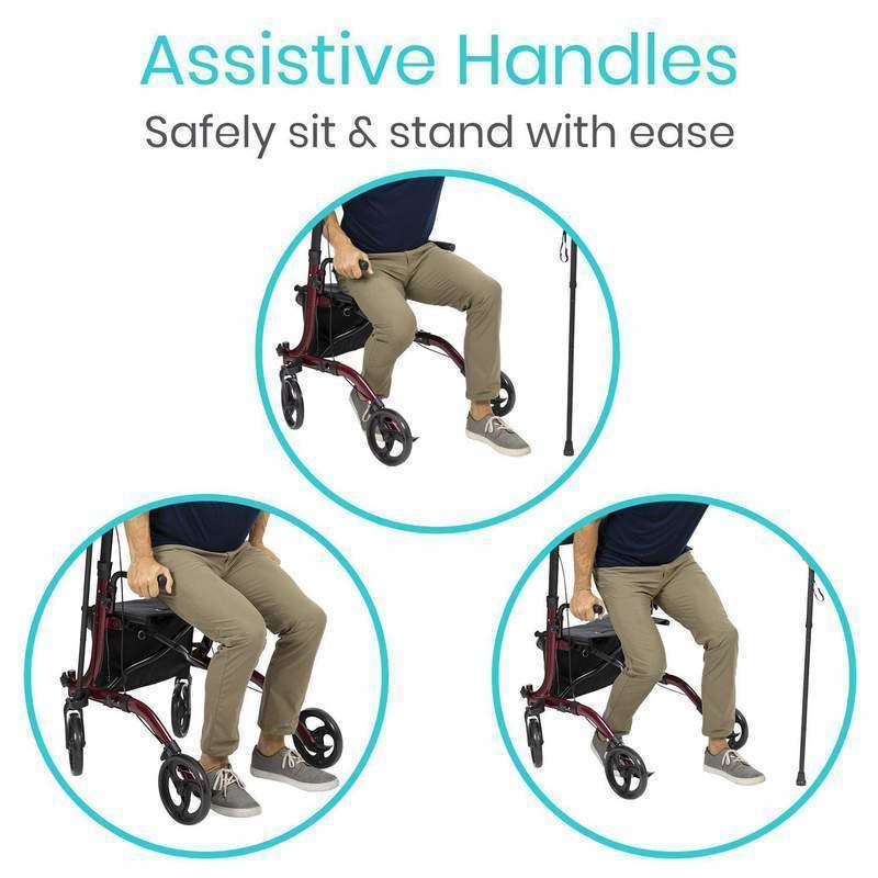 Vive Health Upright Rollator Walker Open Box, Red MOB1033REDOB