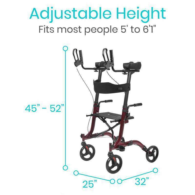 Vive Health Upright Rollator Walker Open Box, Red MOB1033REDOB