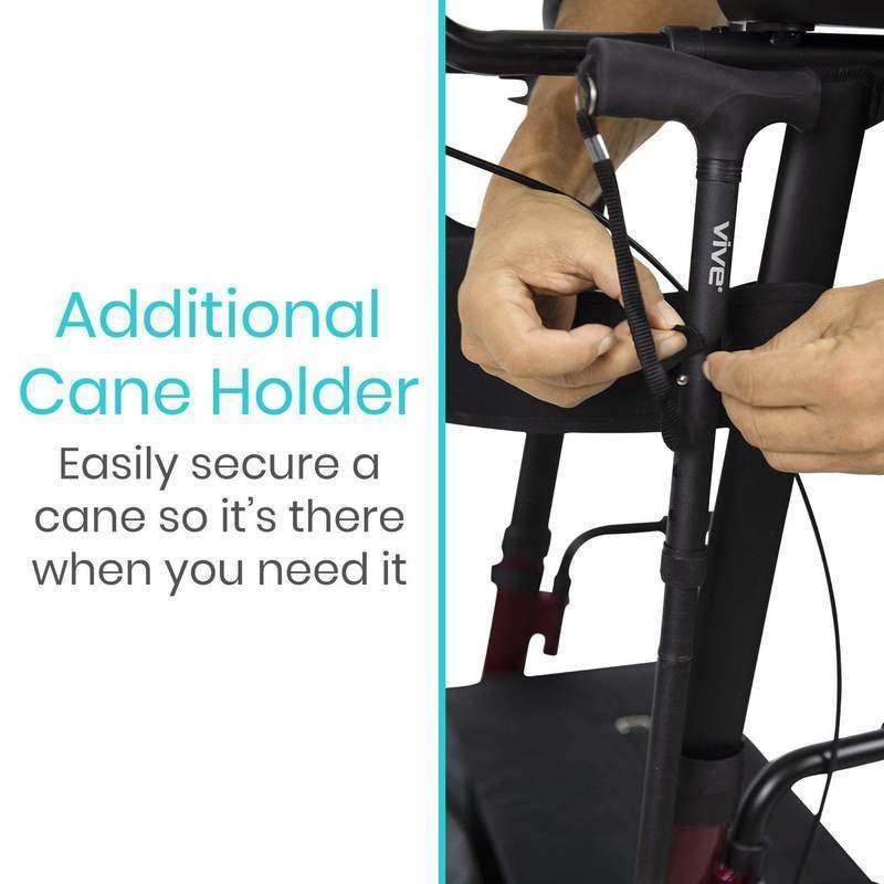 Vive Health Upright Rollator Walker Open Box, Red MOB1033REDOB