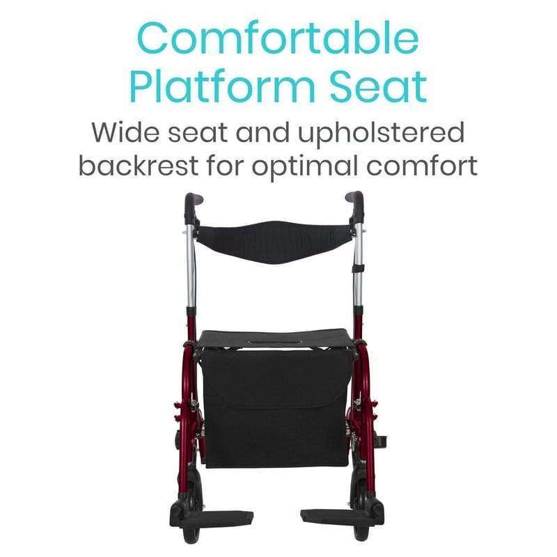 Vive Health Wheelchair Rollator Combo, Red MOB1018RED