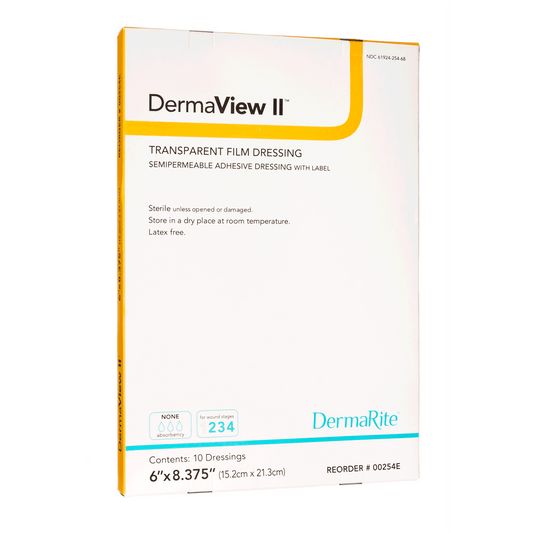 DermaView II 6"x8.375" Transparent Dressing with frame, 00254E bx/10 by DermaRite