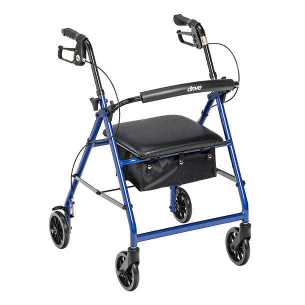 Drive r726bl Rollator with 6" Wheels, Fold Up Removable Back Support and Padded Seat, Blue