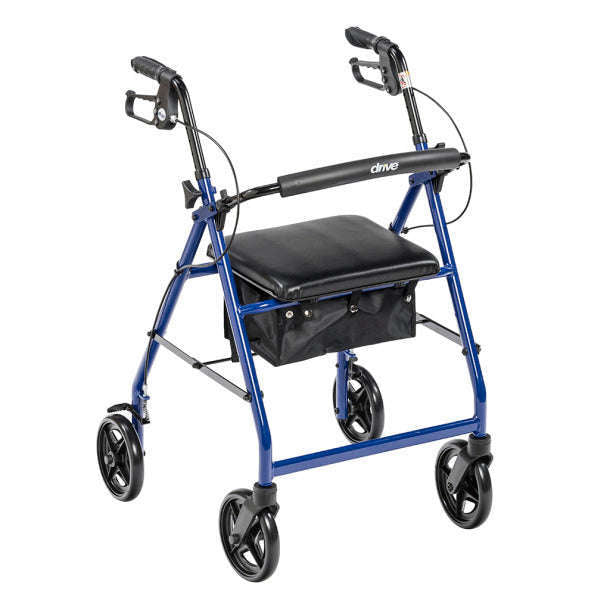 Drive R728BL Aluminum Rollator with Fold Up and Removable Back Support and Padded Seat, Blue
