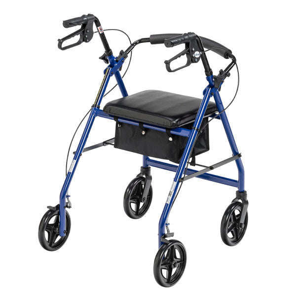 Drive R728BL Aluminum Rollator with Fold Up and Removable Back Support and Padded Seat, Blue