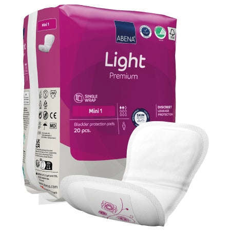 Abena Premium Light Mini Size 1 9x4 inch Pad, 20/pk