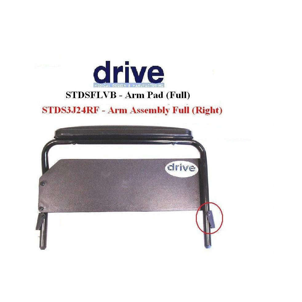 Cruiser Fixed Height Full Length Right Armrest Assembly, STDS3J24RF