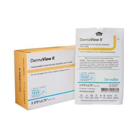 DermaView II 2.375x2.75 Transparent Dressing with frame, 00252E bx/100 by DermaRite