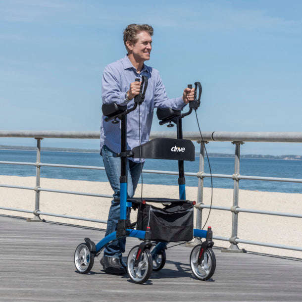 Drive Medical Elevate Upright Folding Walker, Blue UPWKRBL10