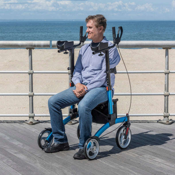 Drive Medical Elevate Upright Folding Walker, Blue UPWKRBL10