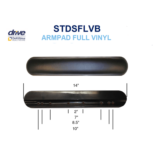 Drive Medical Standard Full Length Wheelchair Arm Pad, STDSFLVB