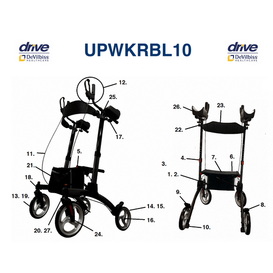 Drive Medical Elevate Upright Walker Replacement Parts List
