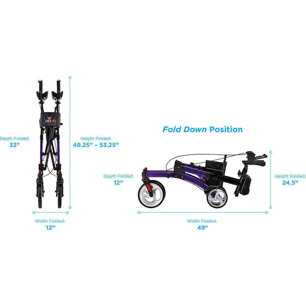 Nova Dragon Foldable Standing Rollator, 4802PL Purple
