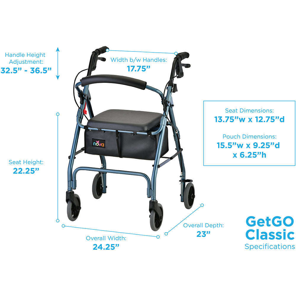Nova GetGO Standard Rollator, 4202CBL Blue