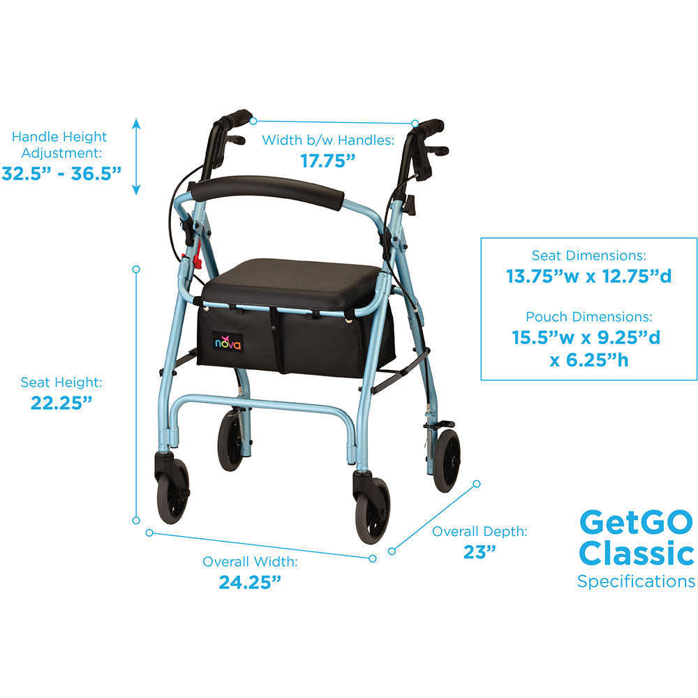Nova GetGO Standard Rollator, 4202CDB Sky Blue