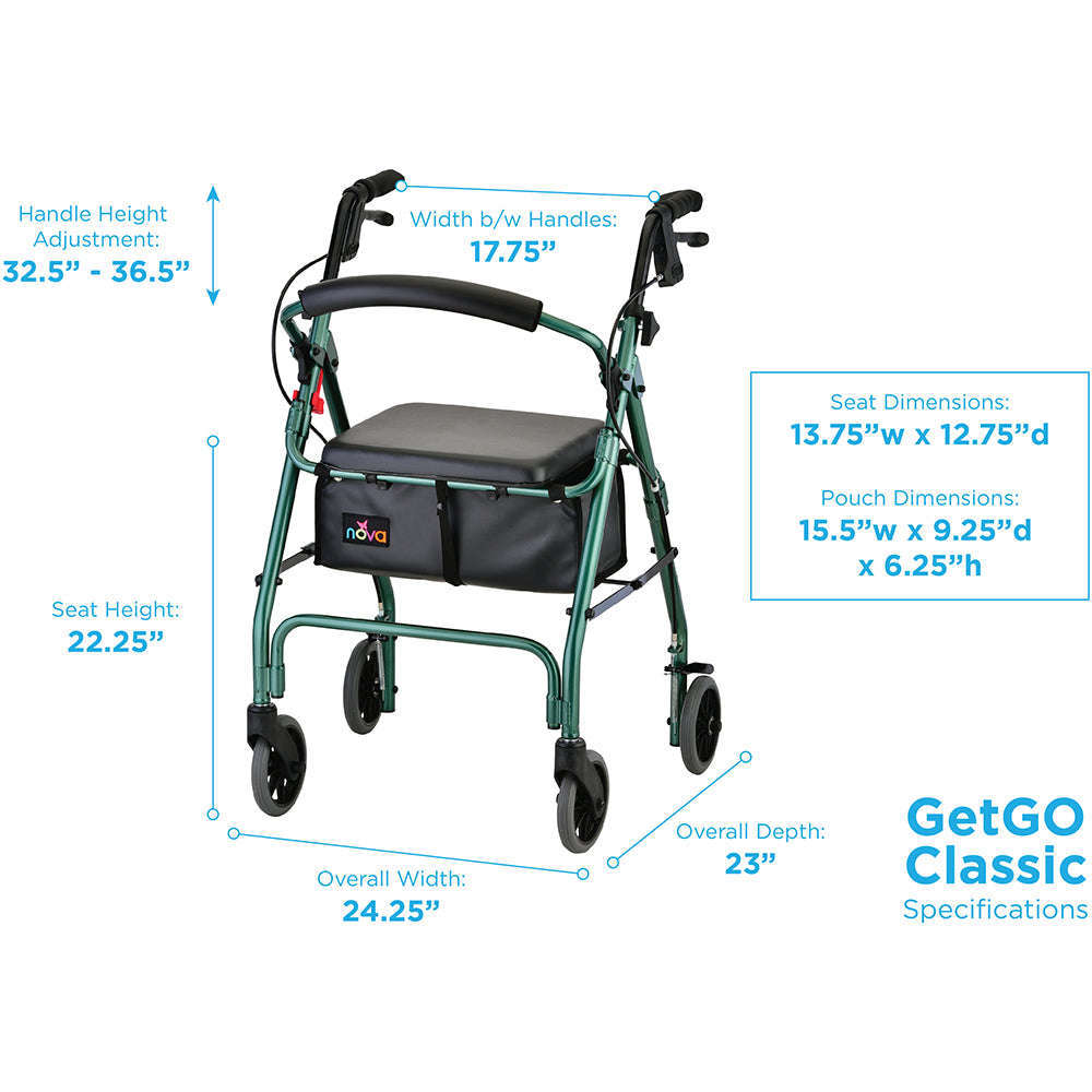 Nova GetGO Standard Rollator, 4202CGN Green