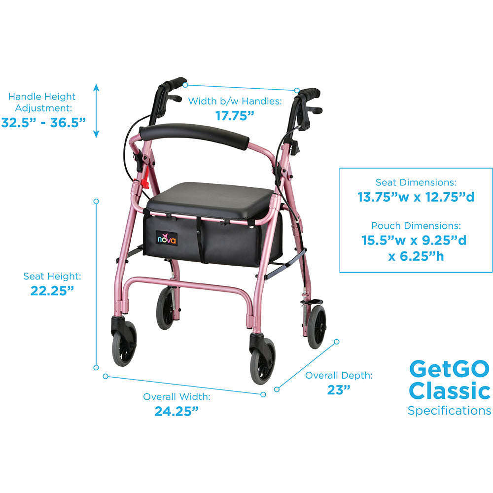 Nova GetGO Standard Rollator, 4202CPK Pink