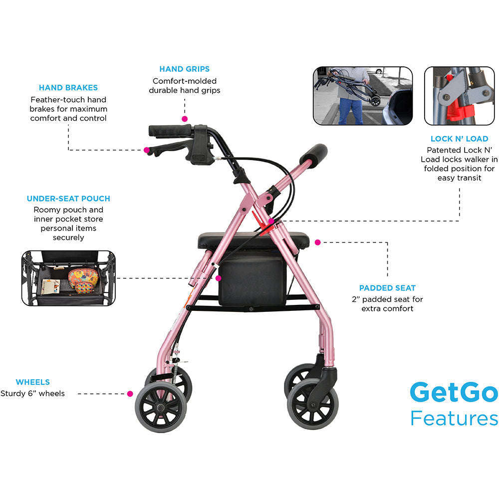 Nova GetGO Standard Rollator, 4202CPK Pink