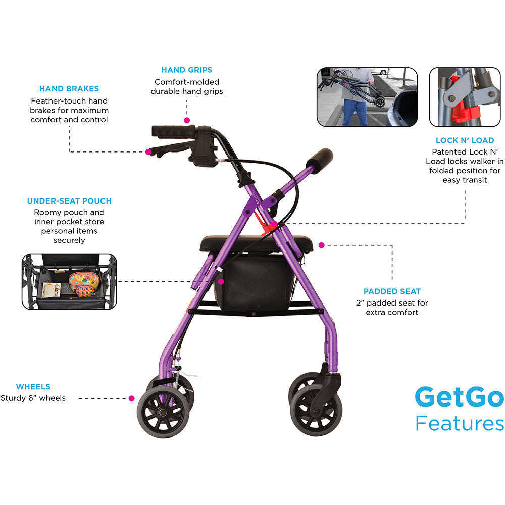 Nova GetGO Standard Rollator, 4202CPL Purple