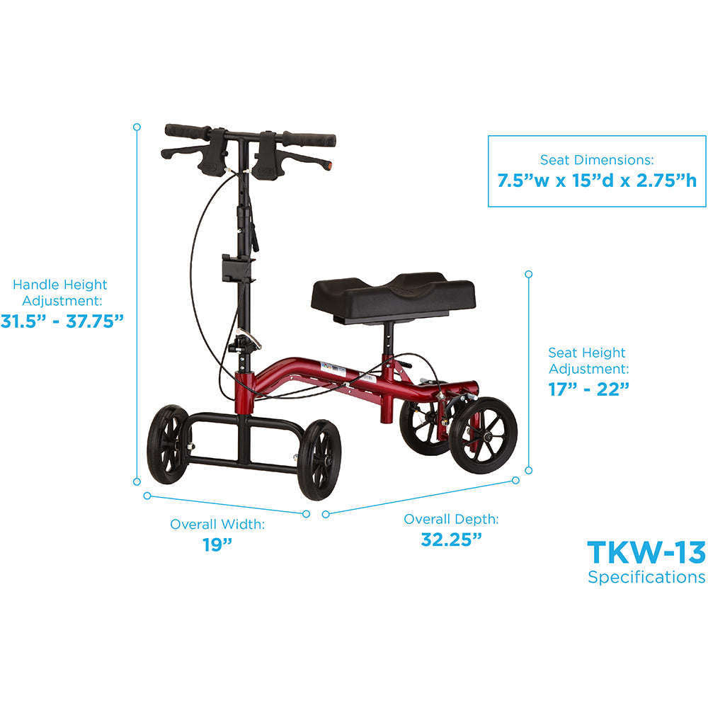 Nova Heavy Duty Turning Knee Walker, TKW-13 Metallic Red