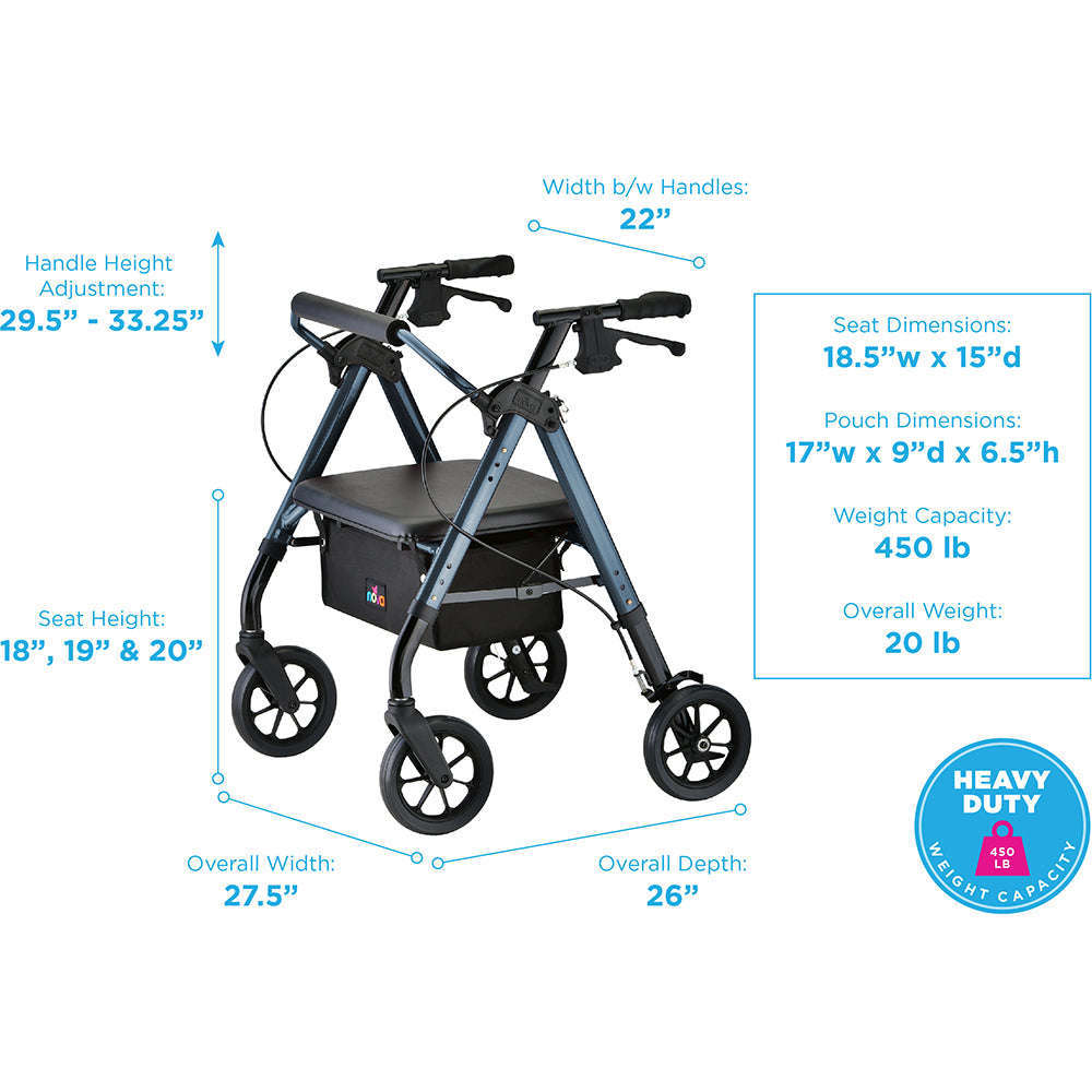 Nova Star Heavy Duty Petite Rollator, 4279BL Blue