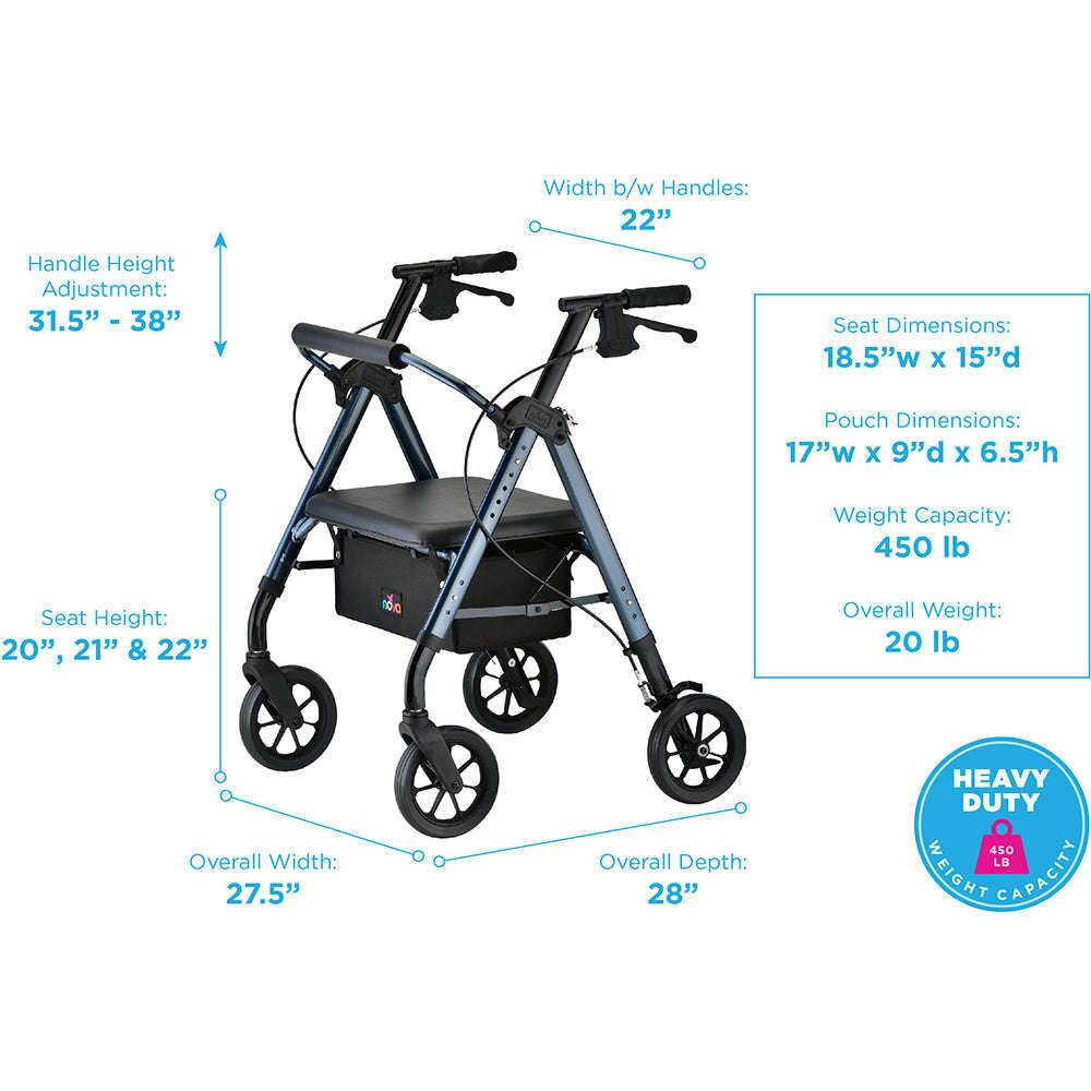Nova Star Heavy Duty Rollator, 4289BL Blue