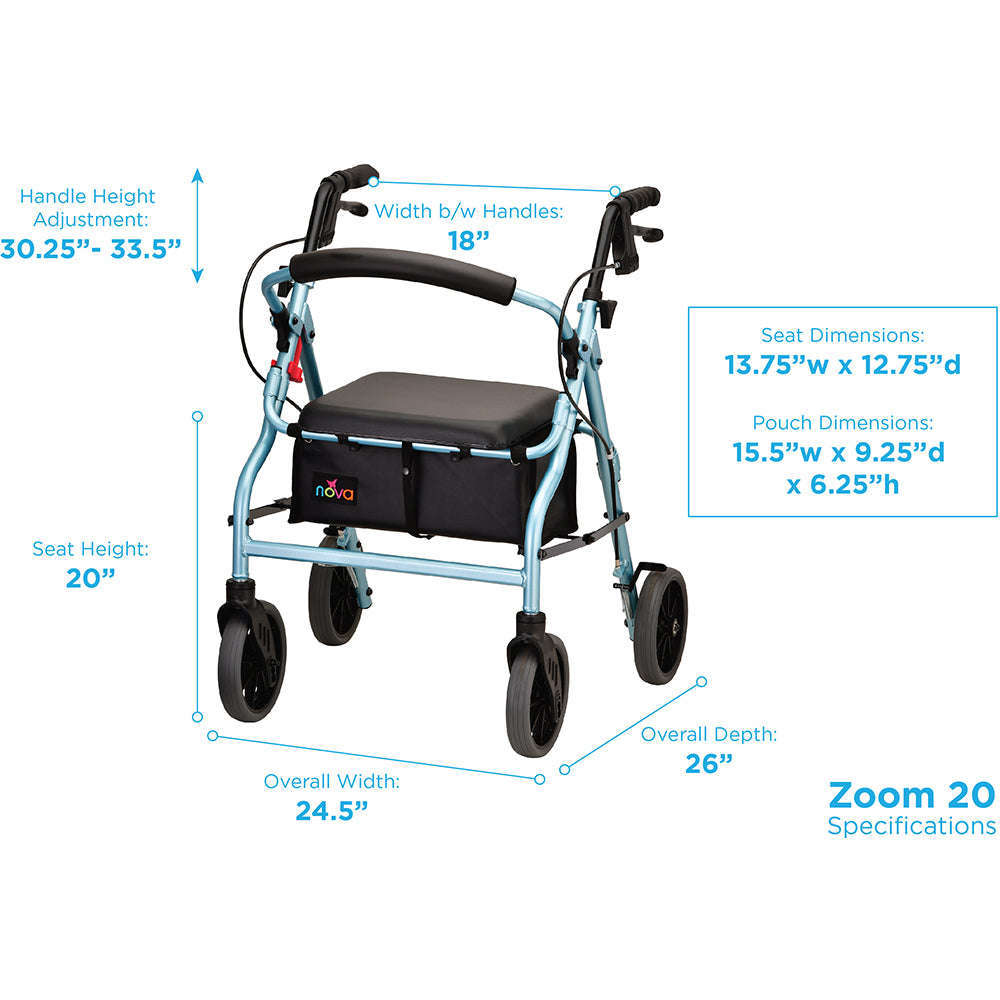 Nova Zoom 20 Rollator, 4220DB Skyblue
