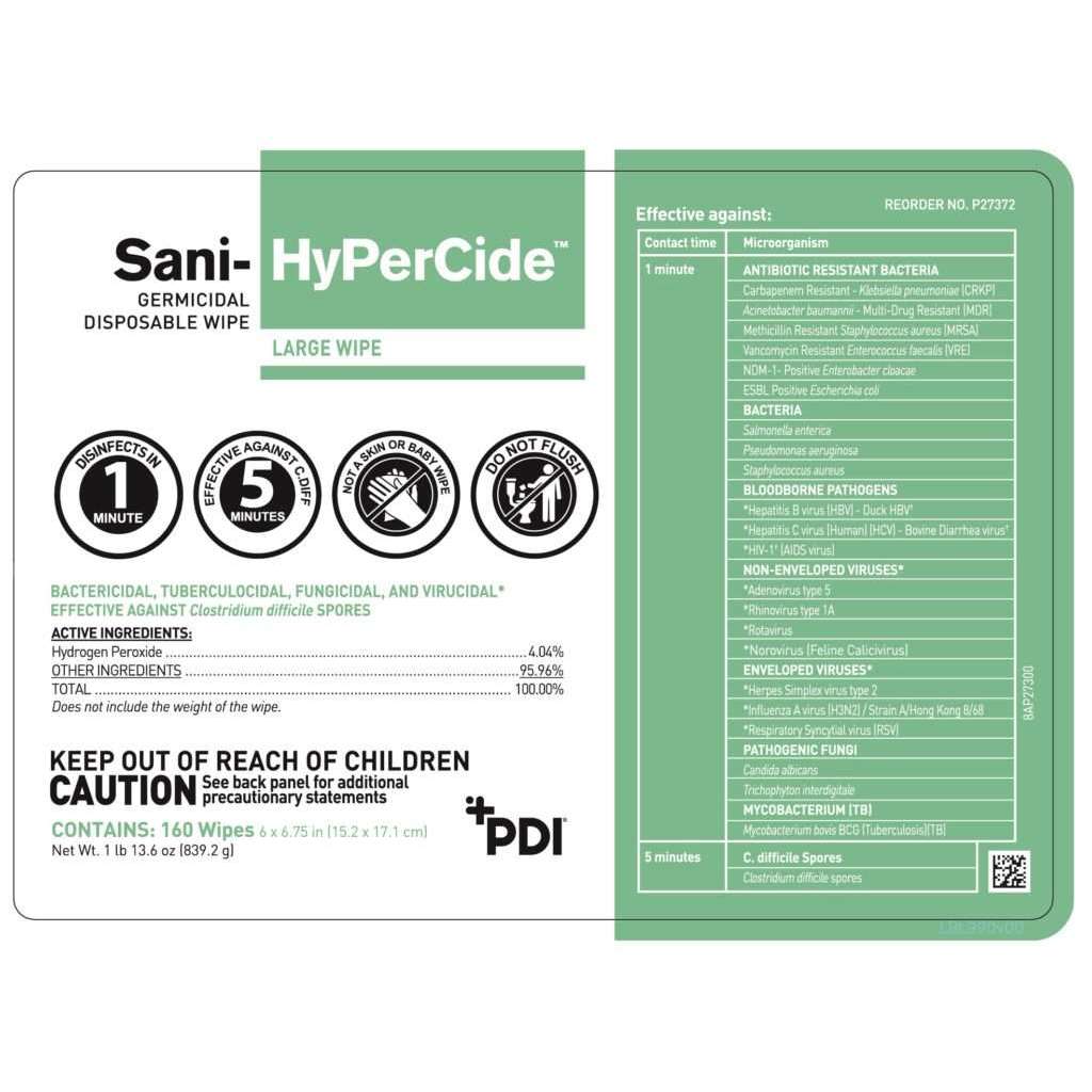PDI P27372 Sani-HyPerCide Disinfectant Wipe 12/Case
