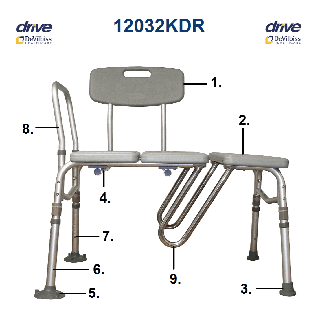 Replacement parts list for Drive Medical Splash Defense Transfer