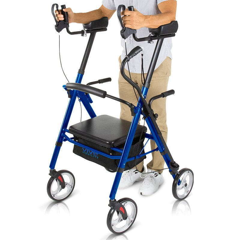 Vive Health Heavy Duty Upright Rollator Walker, Blue MOB1055BLU