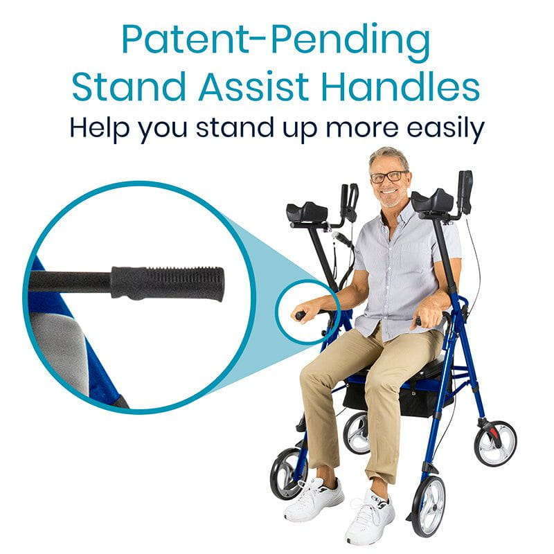 Vive Health Heavy Duty Upright Rollator Walker, Blue MOB1055BLU