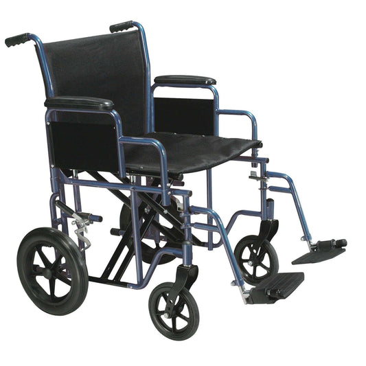 Drive btr22-b Bariatric Heavy Duty Transport Wheelchair with Swing Away Footrest, 22" Seat, Blue
