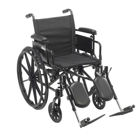 Drive cx420adda-elr Cruiser X4 Lightweight Dual Axle Wheelchair with Adjustable Detachable Arms, Desk Arms, Elevating Leg Rests, 20" Seat