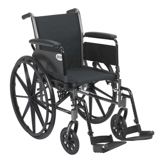 Drive k316dfa-sf Cruiser III Light Weight Wheelchair with Flip Back Removable Arms, Full Arms, Swing away Footrests, 16" Seat