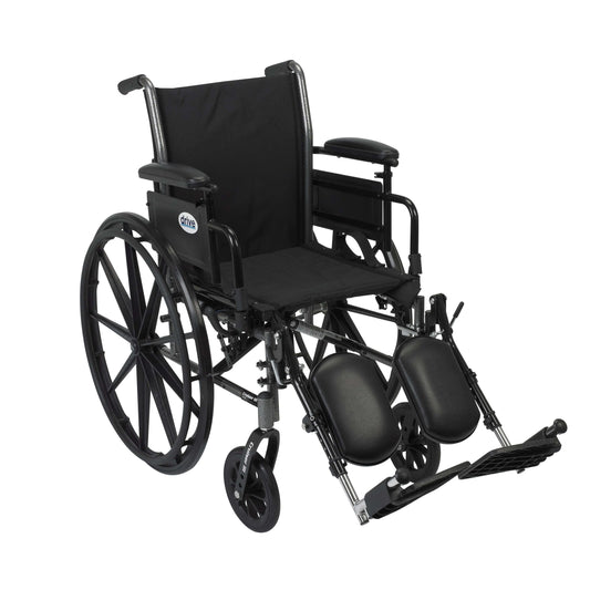 Drive k318adda-elr Cruiser III Light Weight Wheelchair with Flip Back Removable Arms, Adjustable Height Desk Arms, Elevating Leg Rests, 18"