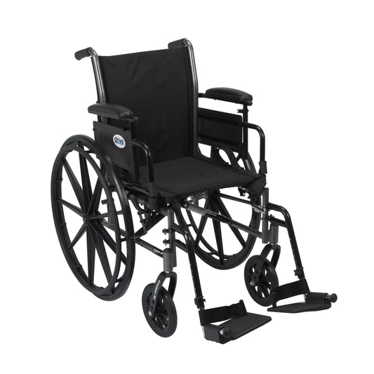 Drive k320adda-sf Cruiser III Light Weight Wheelchair with Flip Back Removable Arms, Adjustable Height Desk Arms, Swing away Footrests, 20"