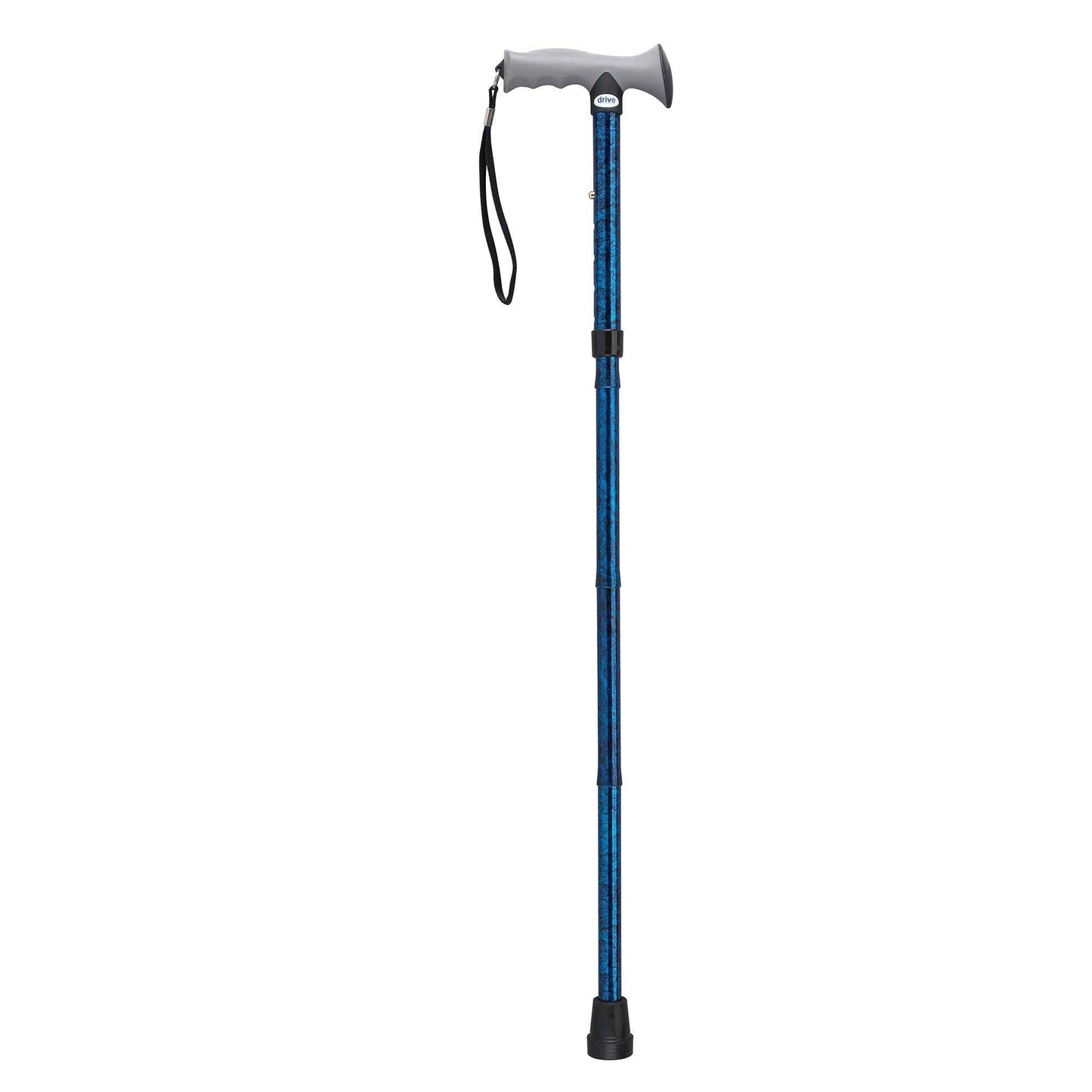 Drive rtl10370bc Adjustable Lightweight Folding Cane with Gel Hand Grip, Blue Crackle