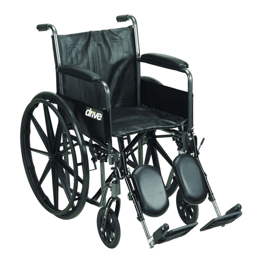 Drive ssp218dfa-elr Silver Sport 2 Wheelchair, Detachable Full Arms, Elevating Leg Rests, 18" Seat