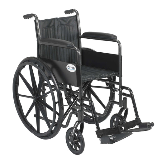 Drive ssp218fa-sf Silver Sport 2 Wheelchair, Non Removable Fixed Arms, Swing away Footrests, 18" Seat