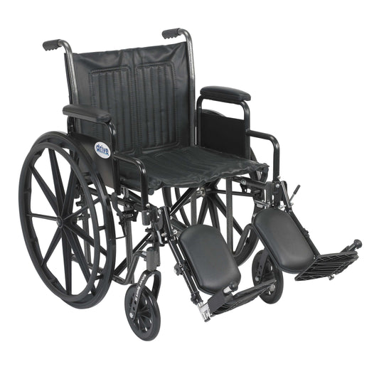 Drive ssp220dda-elr Silver Sport 2 Wheelchair, Detachable Desk Arms, Elevating Leg Rests, 20" Seat