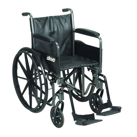 Drive ssp220dfa-sf Silver Sport 2 Wheelchair, Detachable Full Arms, Swing away Footrests, 20" Seat