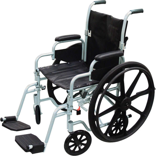 Drive tr18 Poly Fly Light Weight Transport Chair Wheelchair with Swing away Footrests, 18" Seat
