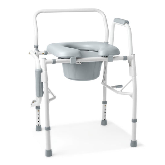 Medline Steel 350 lb Capacity Padded Drop Arm Commode G1-301DPX1
