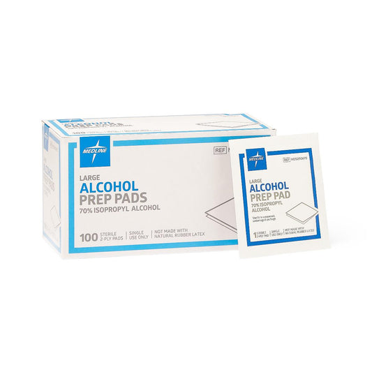 Medline 2 Ply Alcohol Prep Pads, Size L, 1-3/4" x 3" 100/bx MDS090670Z