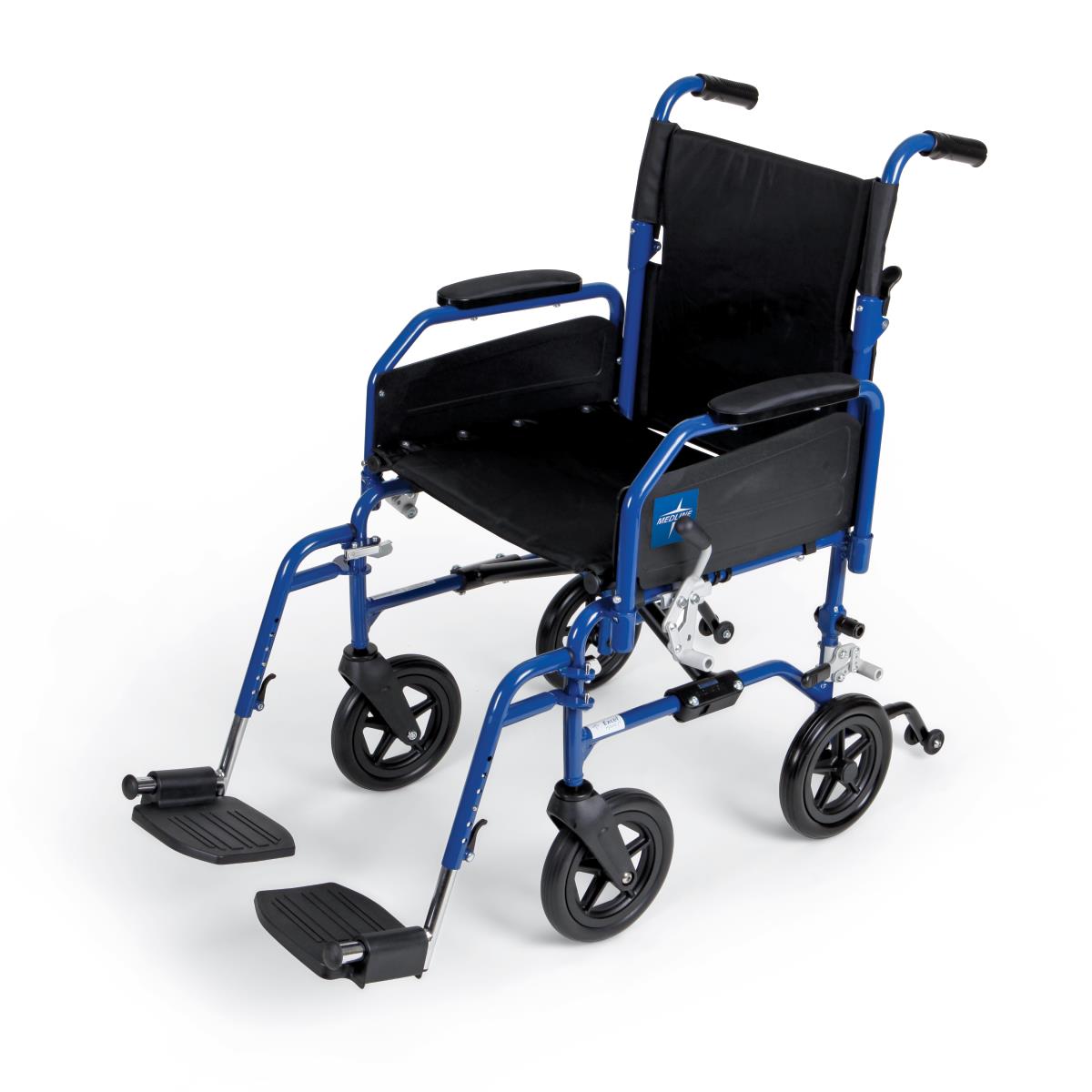 Medline Hybrid 2 18" Transport Wheelchair with Footrests MDS806250H2