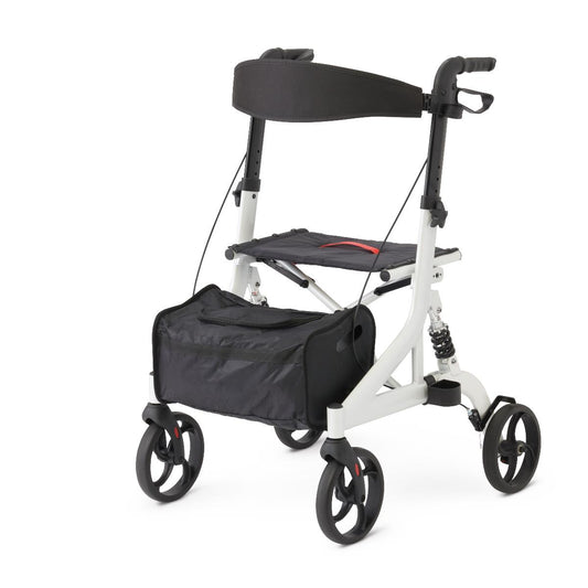 Medline European Style Rollator with Suspension, White MDS86870SHW