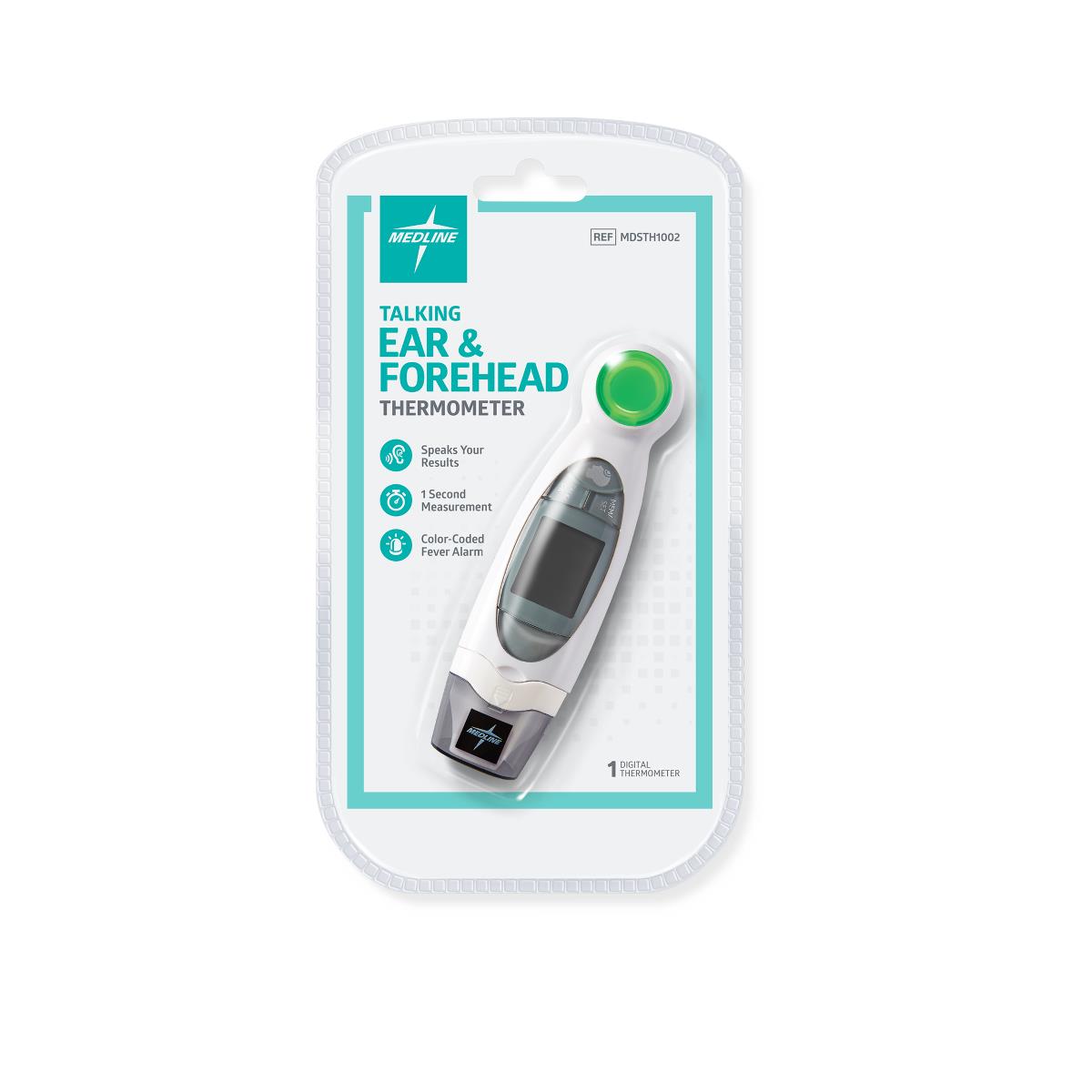 Medline Talking Ear and Forehead Thermometer for Home, MDSTH1002