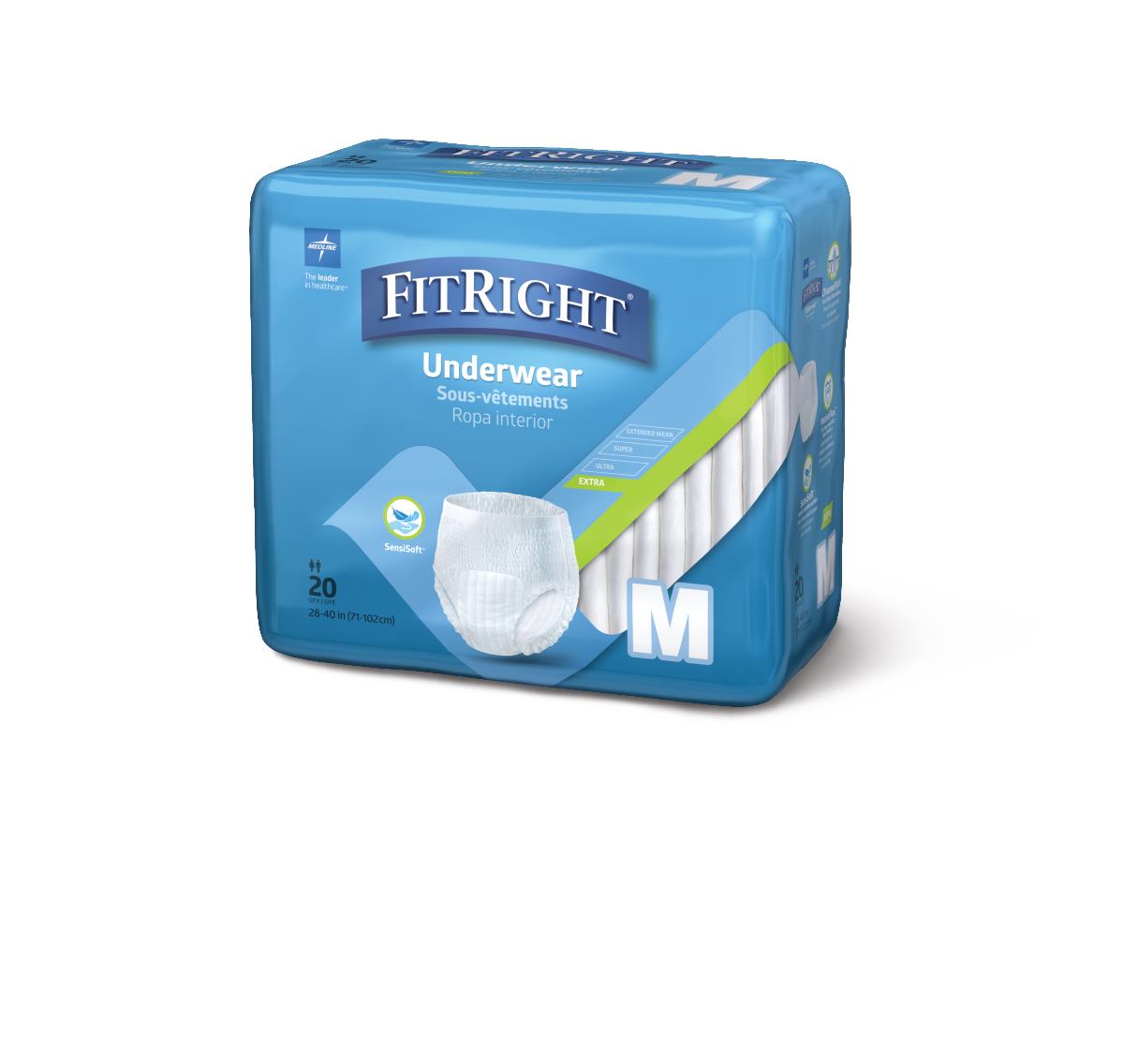 Medline FitRight Extra Protective Underwear Size M 20/pk MSC13005AZ