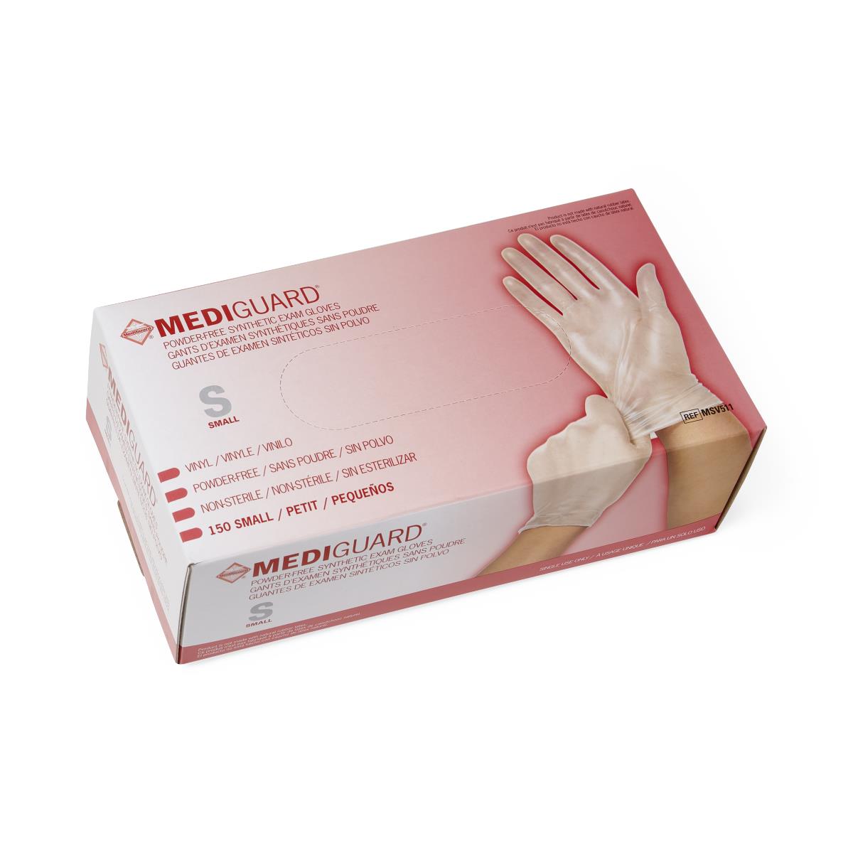 MediGuard Vinyl Exam Gloves, Size S 150/bx MSV511H
