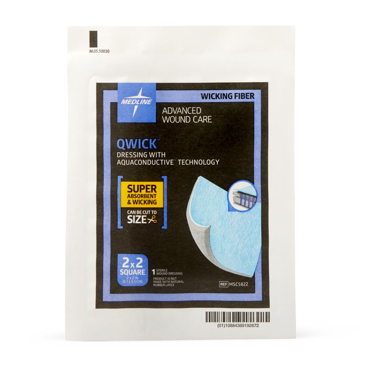 Qwick 2x2 Nonadhesive Superabsorbent Dressing MSC5822H each