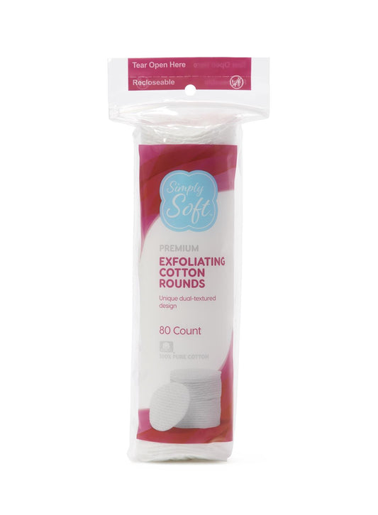 Medline Simply Soft Exfoliating Cotton Rounds 80 count, 24/cs RSS10007